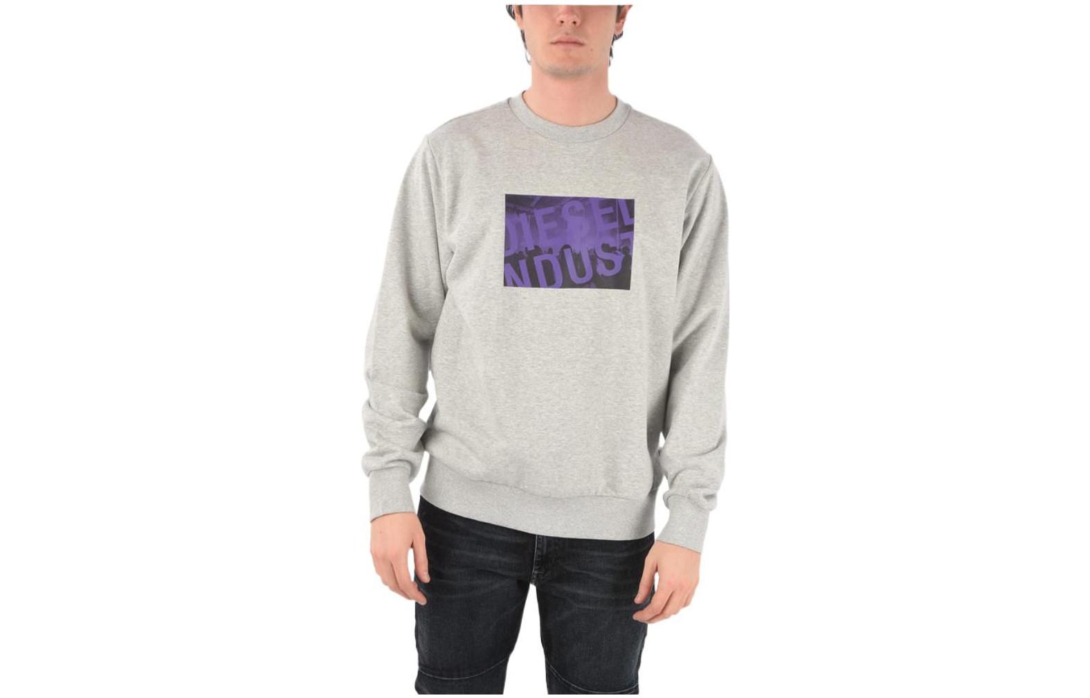 Diesel Grey Crewneck Sweatshirt with Letter Print Design A020730HAYT9CB