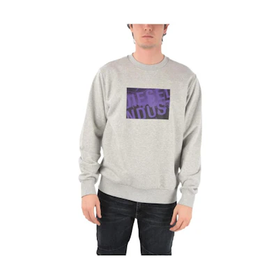 Diesel Grey Crewneck Sweatshirt with Letter Print Design A020730HAYT9CB