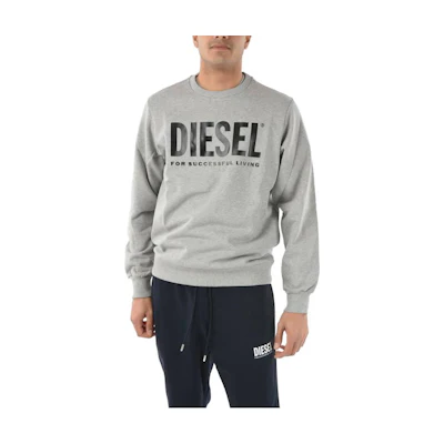 Diesel Grey Crewneck Sweatshirt with Logo Print 00SWFH0BAWT-912