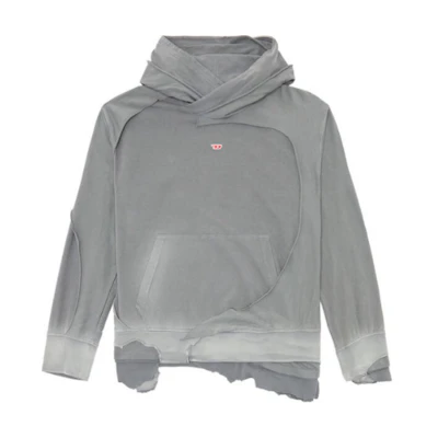 Diesel Grey Gradient Logo Hoodie Pullover Loose Fit Long Sleeve A129090CHAH-9BX