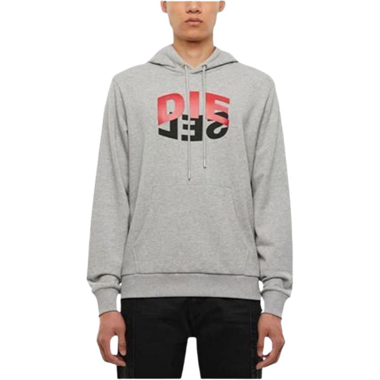 Diesel Grey Hoodie with 3D Letter Print and Drawstring A008100IAJH9CB