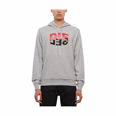 Diesel Grey Hoodie with 3D Letter Print and Drawstring A008100IAJH9CB