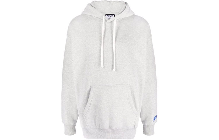 Diesel Grey Hoodie with Embroidered Logo, Long-Sleeve Plain Design A031650GCABS9CB