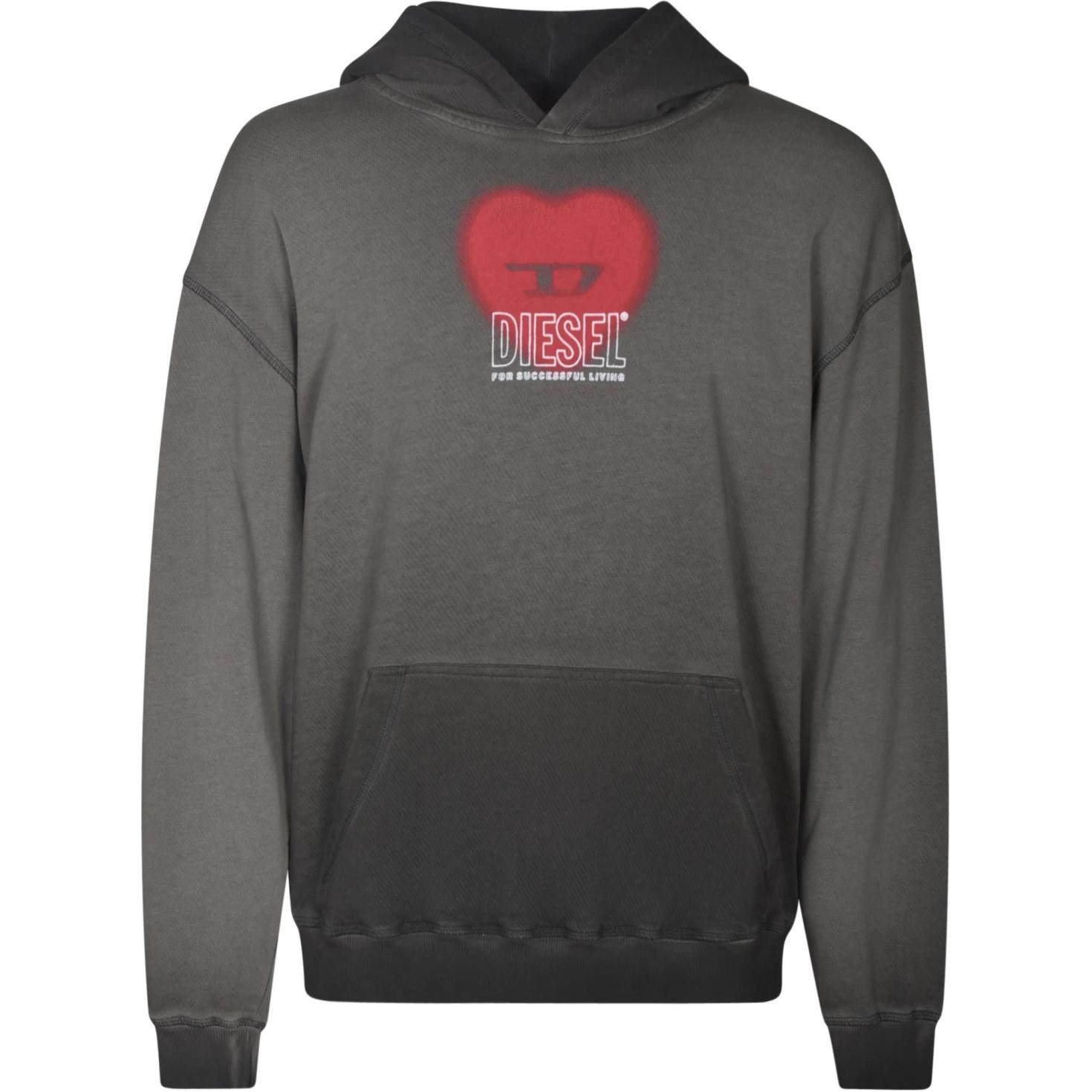 Diesel Grey Hoodie with Letter Print, Pullover, Long Sleeve A133960IMAK-9XX