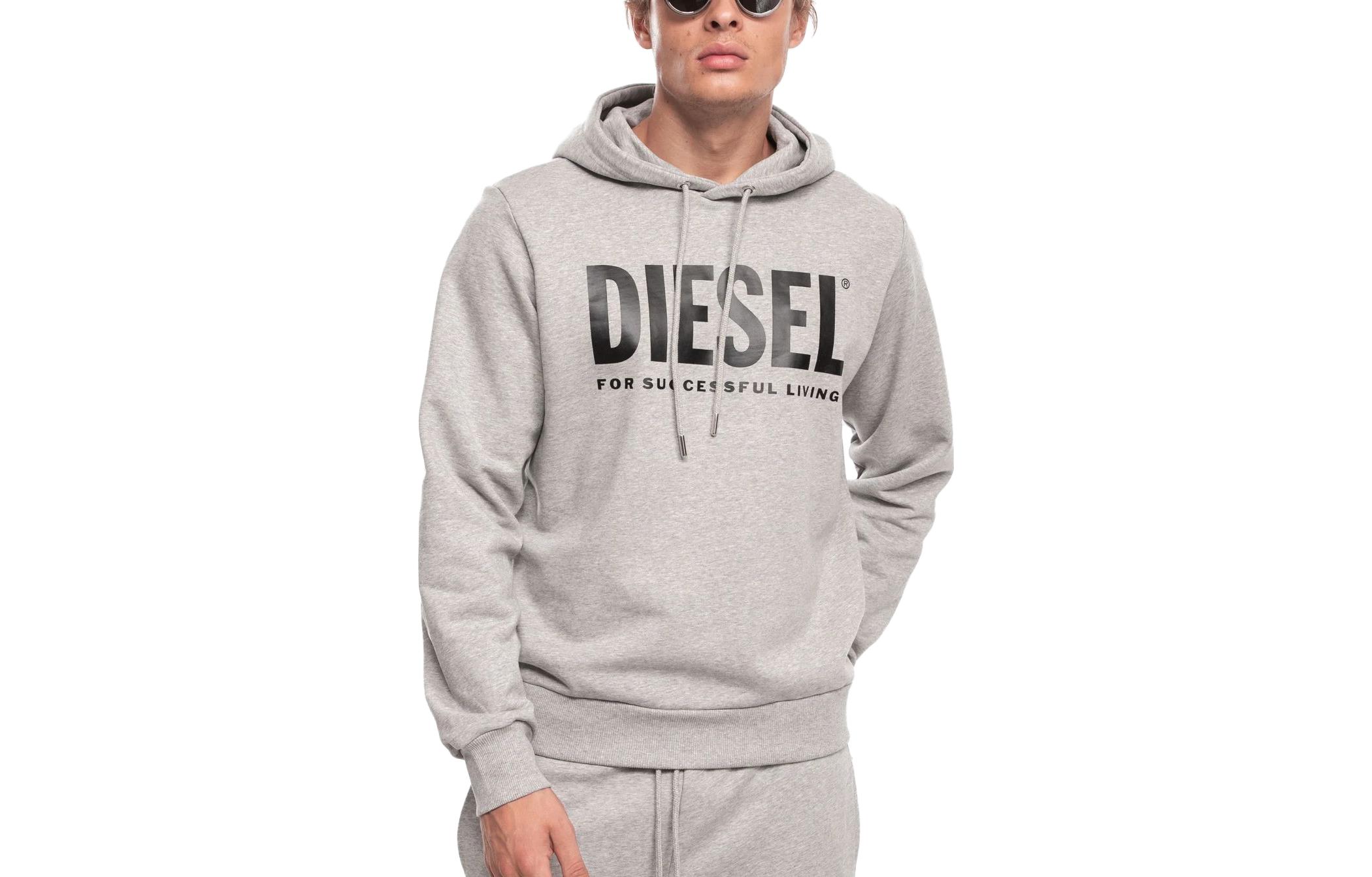 Diesel Grey Hoodie with Logo Lettering 00SAQJ0BAWT-912