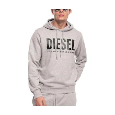Diesel Grey Hoodie with Logo Lettering 00SAQJ0BAWT-912