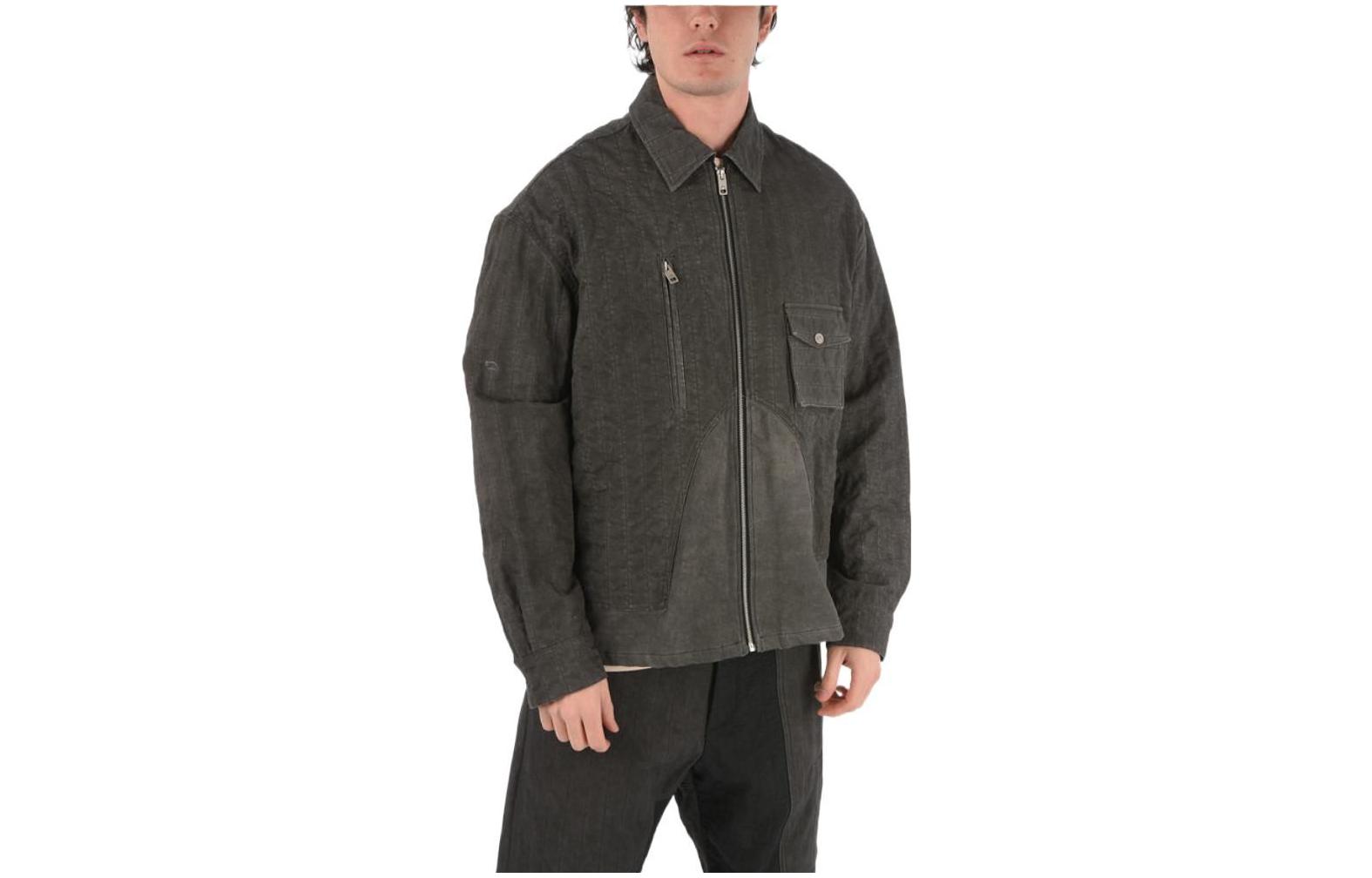 Diesel Grey Solid Zip-Up Jacket with Turn-Down Collar 00SDIC0GAXS900