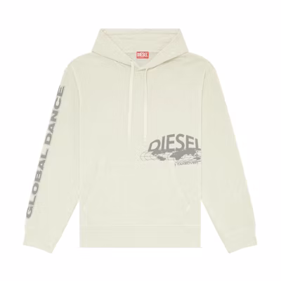 Diesel Hoodie with Logo Print in Off-White Color A110740QGAK