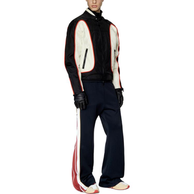 Lookbook DIESEL J-Blink Jaket Biker Hitam Gaya Patchwork Nylon A061320PDAI