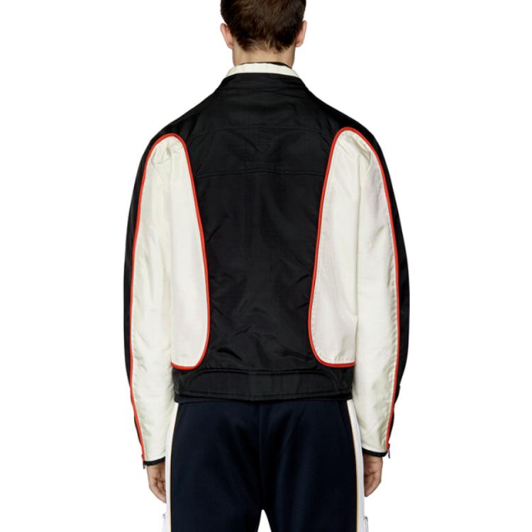 Shop DIESEL J-Blink Jaket Biker Hitam Gaya Patchwork Nylon A061320PDAI