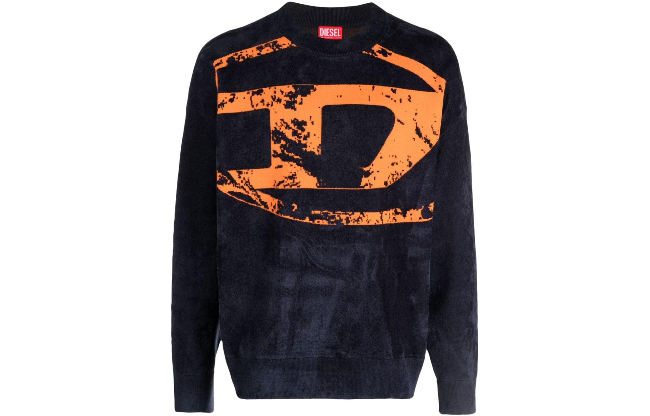Diesel Jacquard Crewneck Oversized Sweatshirt Navy Blue () A112250GEAX-NAVY
