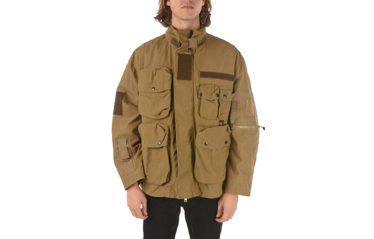 Diesel Khaki Multi-Pocket Stand Collar Zipper Jacket A026680PBAZ79R