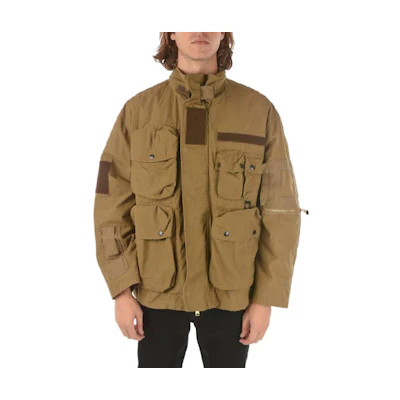 Diesel Khaki Multi-Pocket Stand Collar Zipper Jacket A026680PBAZ79R