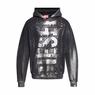 Diesel Letter Print Pullover Hoodie Black Long Sleeve Sweatshirt A149390AJEA-900