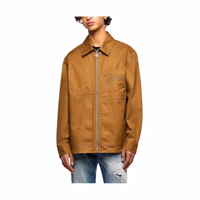 Diesel Light Brown Solid Embroidered Lettering Long-Sleeve Jacket A016270DCAP-79R