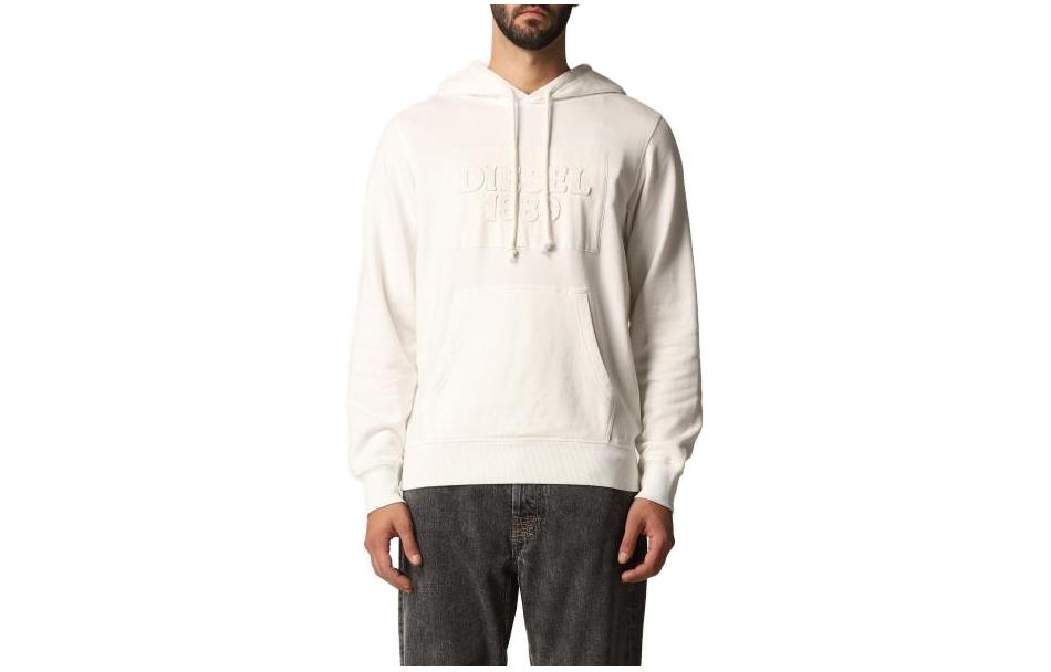 Diesel Logo Appliqué Hoodie Long Sleeve Off-White A022690JBAU-129
