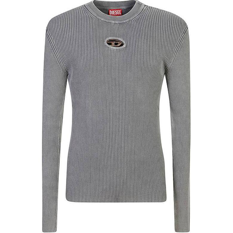 Diesel Logo Badge Crewneck Long Sleeve Sweatshirt - Gray A162610DBDI-9DT