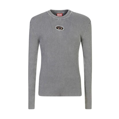 Diesel Logo Badge Crewneck Long Sleeve Sweatshirt - Gray A162610DBDI-9DT