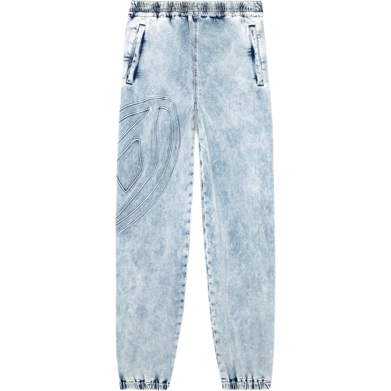DIESEL Logo Elastic Waist Tapered Washed Denim Jeans Unisex Light Blue. A149630CBDN-01 圖 2