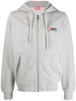 Diesel Logo Embroidered Hoodie Light Grey A037690BAWT9CB Diesel Logo Embroidered Hoodie Light Grey A037690BAWT9CB