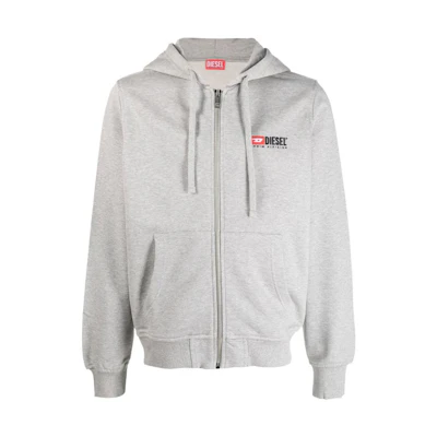 Diesel Logo Embroidered Hoodie Light Grey A037690BAWT9CB