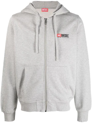 Diesel Logo Embroidered Hoodie Light Grey A037690BAWT9CB Order Diesel Logo Embroidered Hoodie Light Grey A037690BAWT9CB