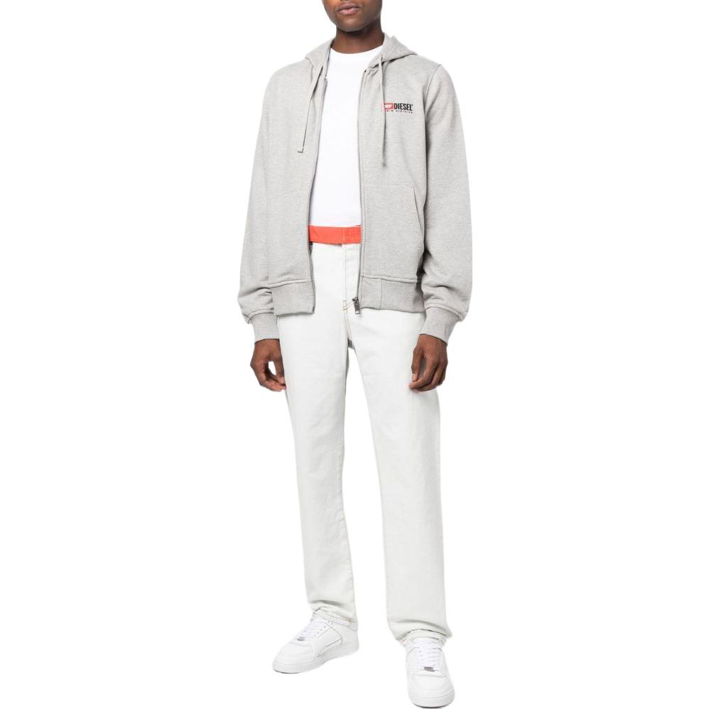 Lookbook Diesel Logo Embroidered Hoodie Light Grey A037690BAWT9CB