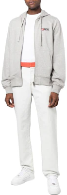 Diesel Logo Embroidered Hoodie Light Grey A037690BAWT9CB Lookbook Diesel Logo Embroidered Hoodie Light Grey A037690BAWT9CB