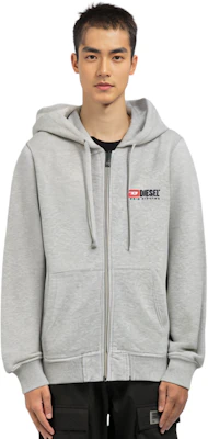 Diesel Logo Embroidered Hoodie Light Grey A037690BAWT9CB Sizing Diesel Logo Embroidered Hoodie Light Grey A037690BAWT9CB
