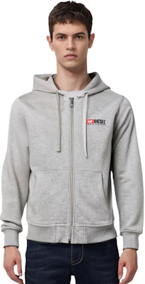 Diesel Logo Embroidered Hoodie Light Grey A037690BAWT9CB Cheap Diesel Logo Embroidered Hoodie Light Grey A037690BAWT9CB
