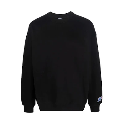 Diesel Logo Patch Crewneck Long Sleeve Sweatshirt Men’s Black A031640GCABS9XX