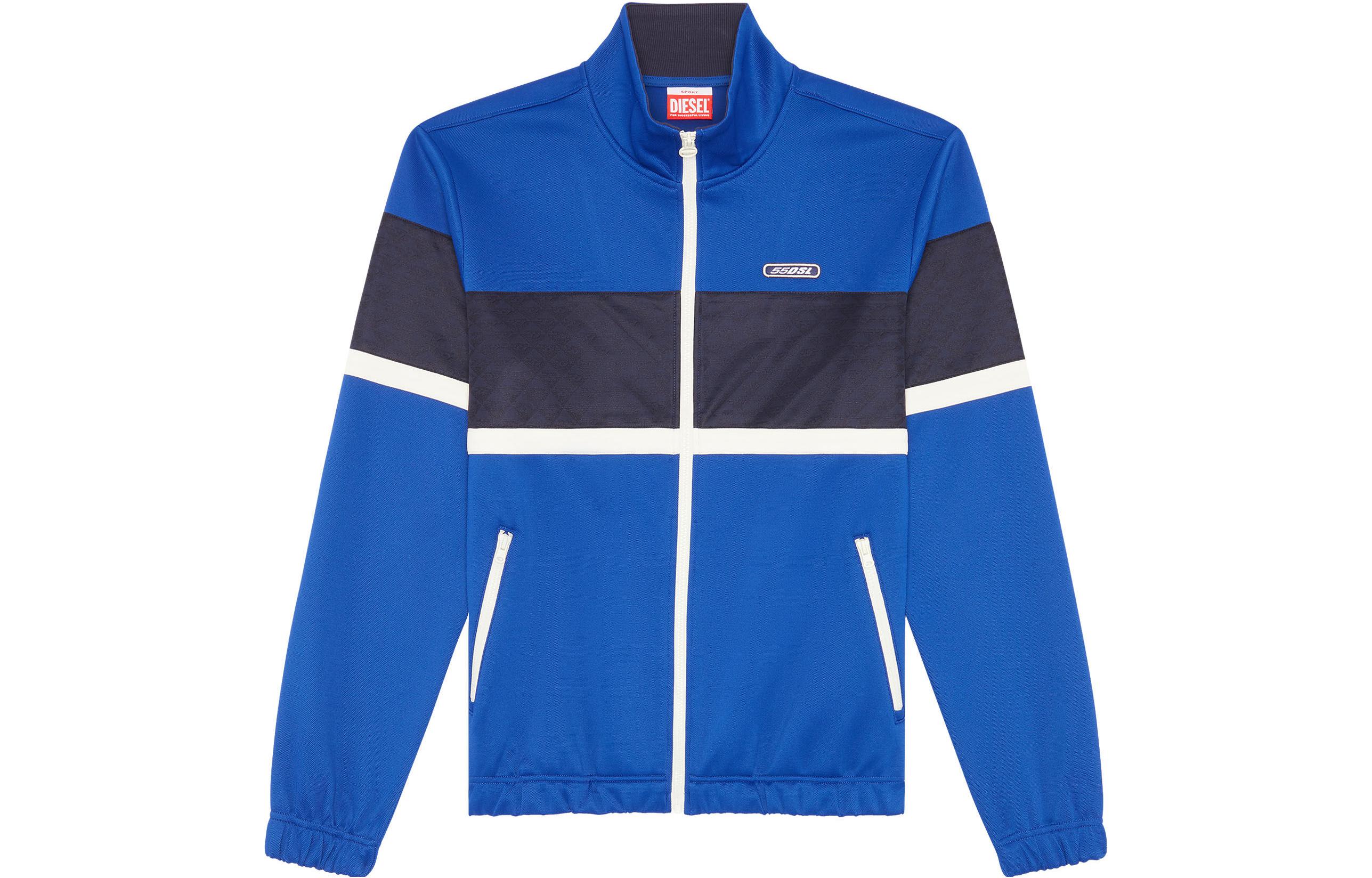 Diesel Logo Patch Panel High-Neck Sports Jacket - Blue A066080NEAG8MY