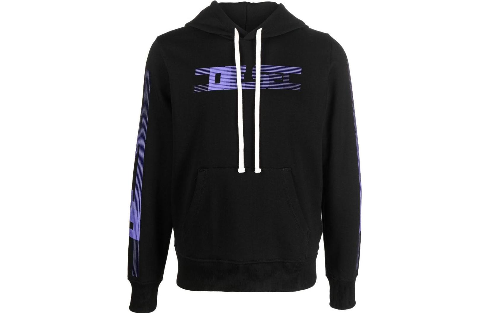 Diesel Logo Print Cotton-Blend Hoodie Black A064910GRAC9XX