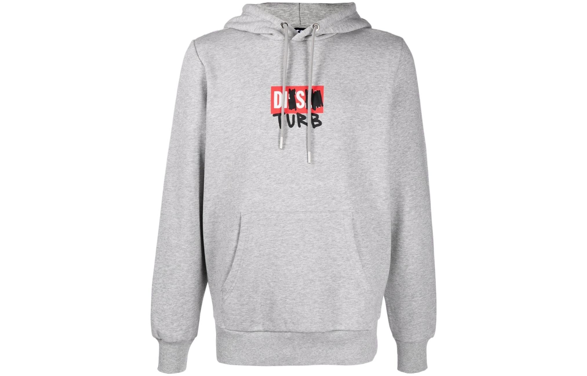 Diesel Logo Print Hoodie in Gray A032700GRAL9CB