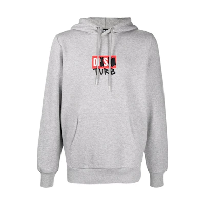 Diesel Logo Print Hoodie in Gray A032700GRAL9CB