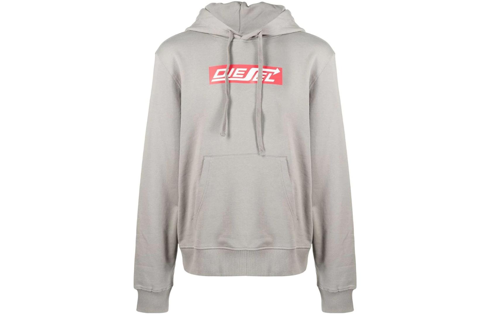 Diesel Logo Print Hoodie Light Gray A068560JFAV9CP