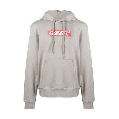 Diesel Logo Print Hoodie Light Gray A068560JFAV9CP