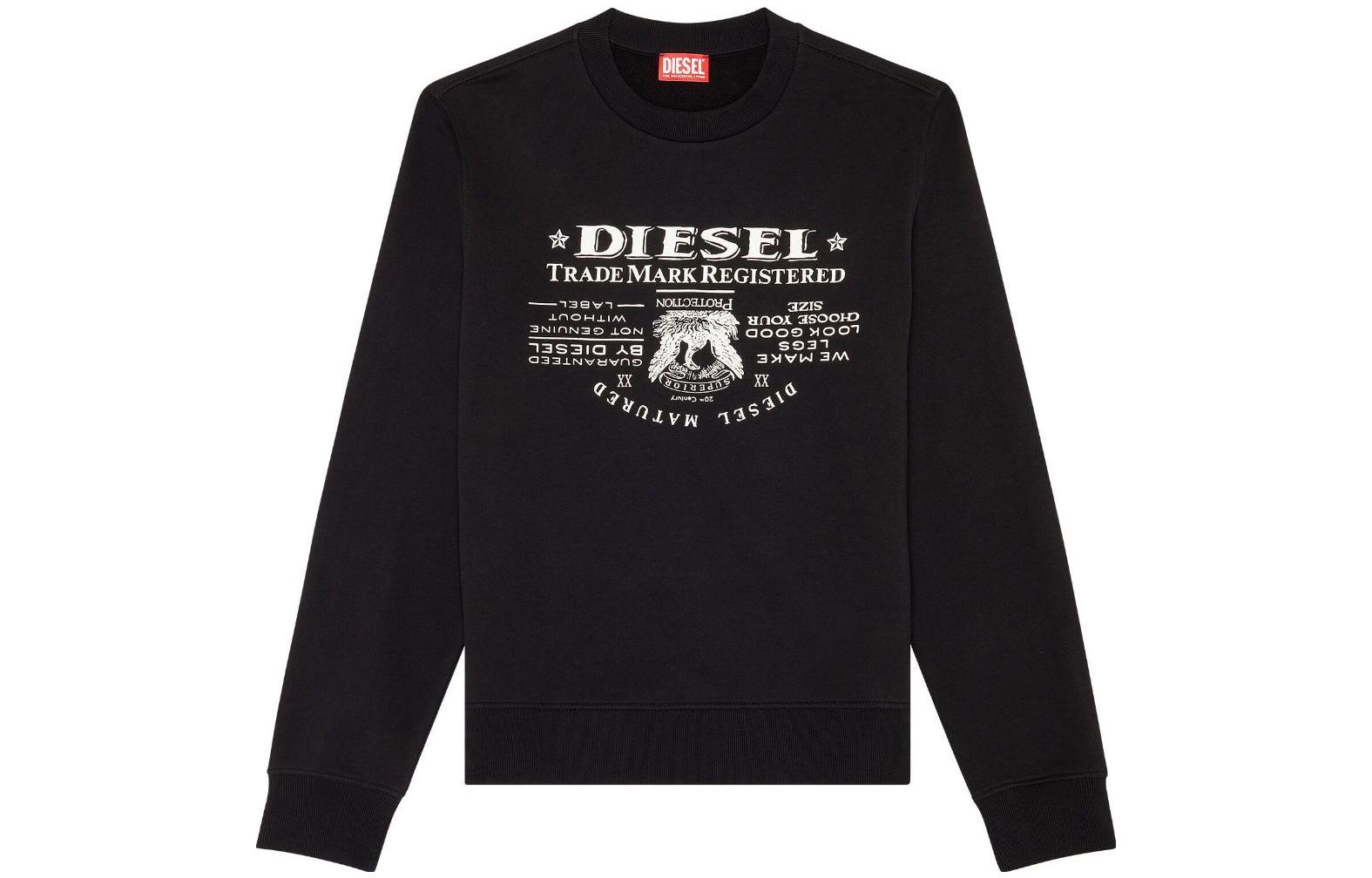 Diesel Logo Printed Cotton Crewneck Sweatshirt Obsidian Black () A035660JFAV