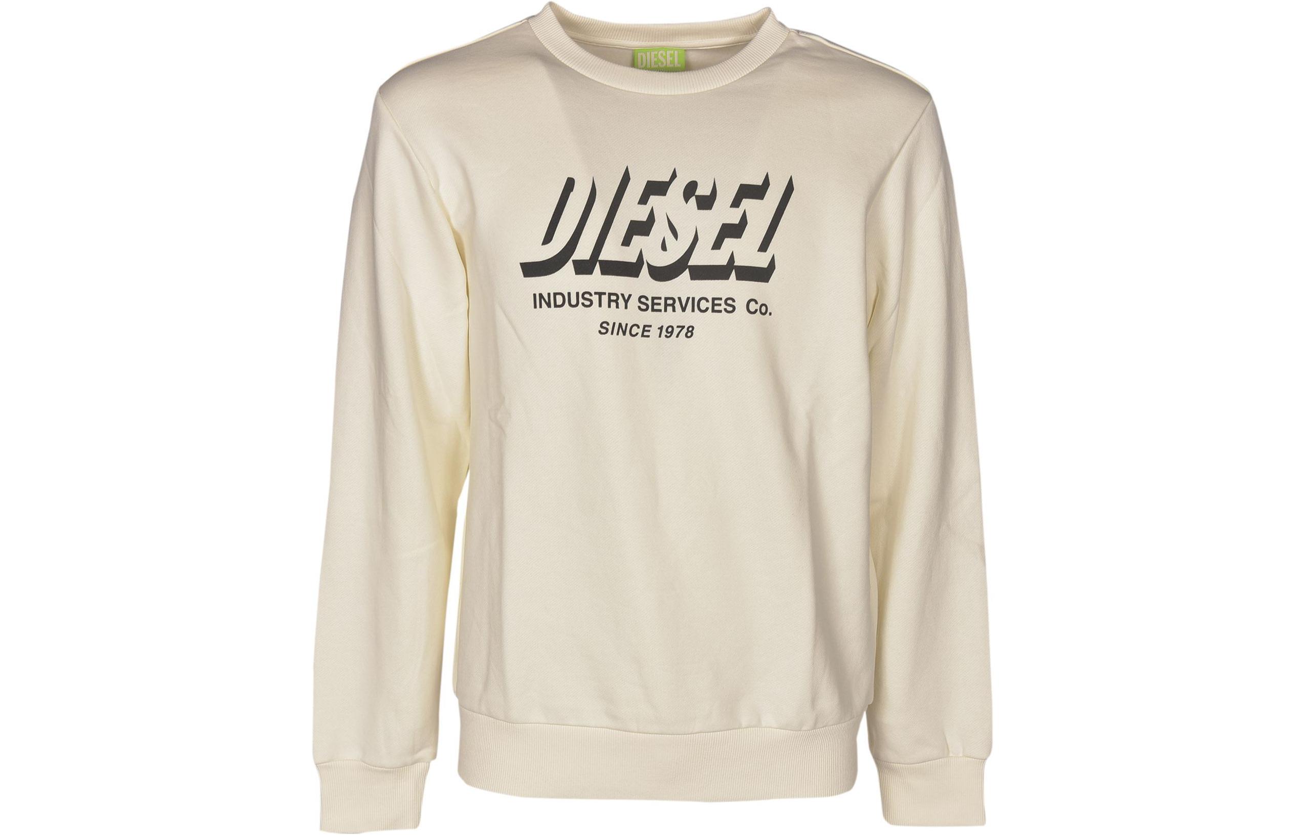 Diesel Logo Printed Crewneck Long-Sleeve Sweatshirt Cream - Fall Edition A018020GRAL129