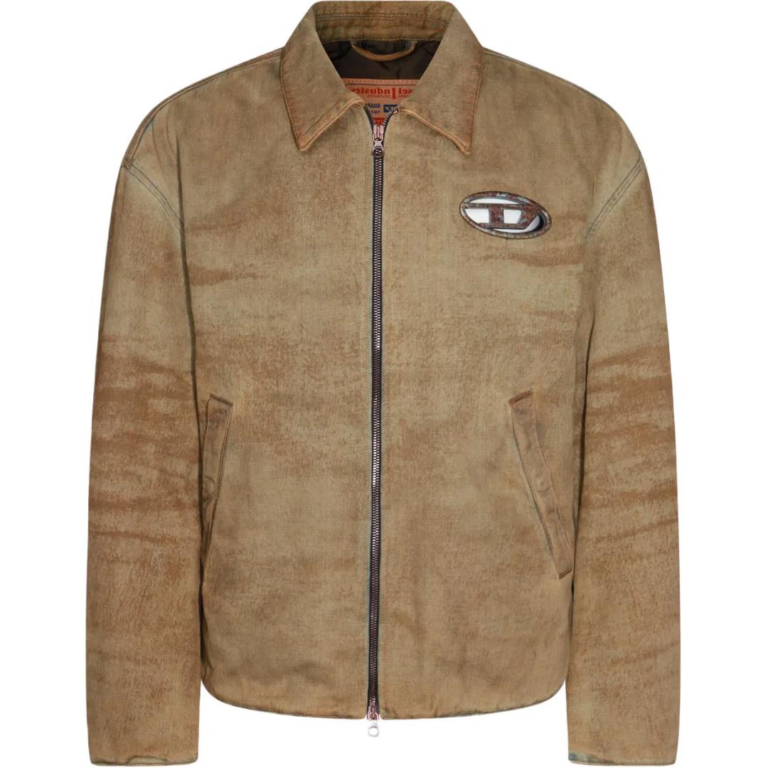 Diesel Long Sleeve Zip-Up Logo Jacket in Beige A159030AJET01