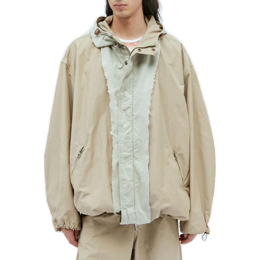Diesel Loose-Fit Colorblock Zip Hoodie Jacket in Khaki A128600KIAE-7DH