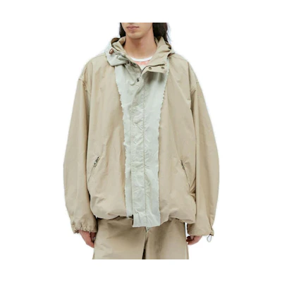 Diesel Loose-Fit Colorblock Zip Hoodie Jacket in Khaki A128600KIAE-7DH