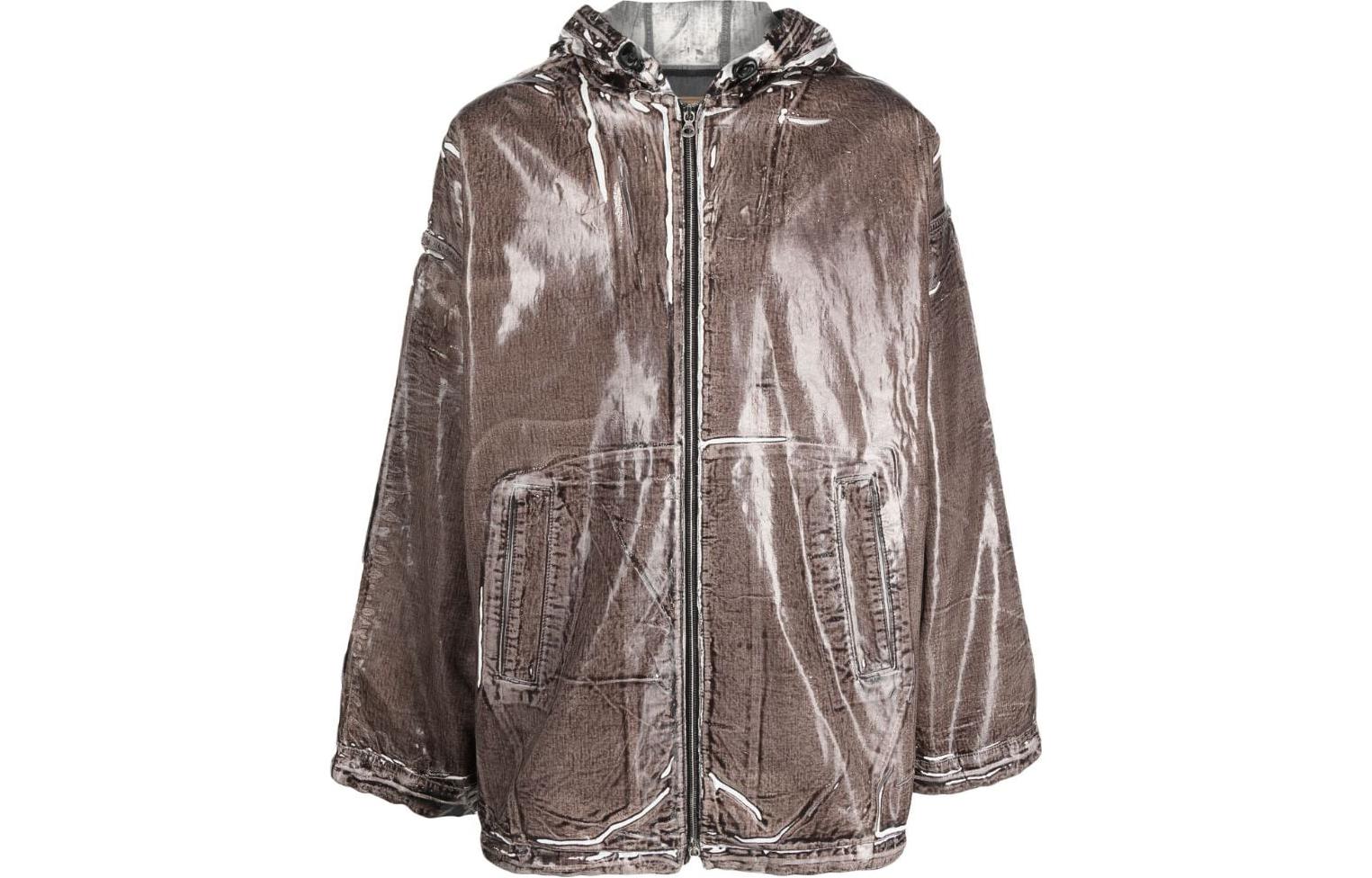 Diesel Loose Fit Coated Drawstring Hooded Zip Jacket A09918007P6-71N