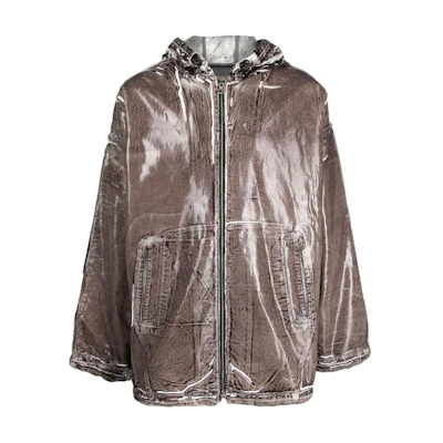 Diesel Loose Fit Coated Drawstring Hooded Zip Jacket A09918007P6-71N