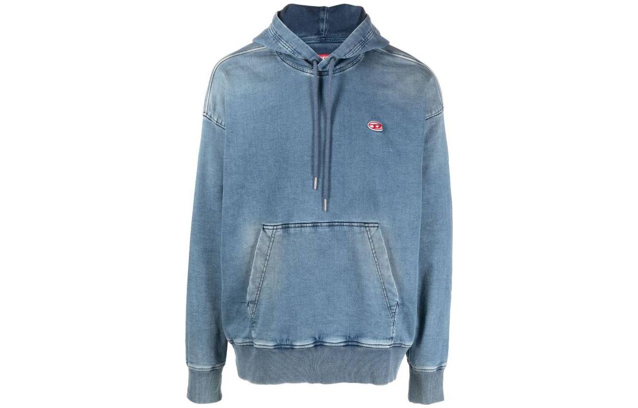 Diesel Loose Fit Solid Color Hoodie - Blue A03939068FK44962