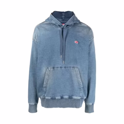 Diesel Loose Fit Solid Color Hoodie - Blue A03939068FK44962