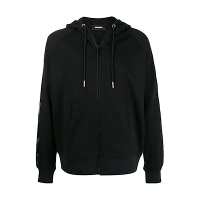 Diesel Loose Fit Solid Logo Hoodie Jacket - Black 00S4F30PAWZ9XX