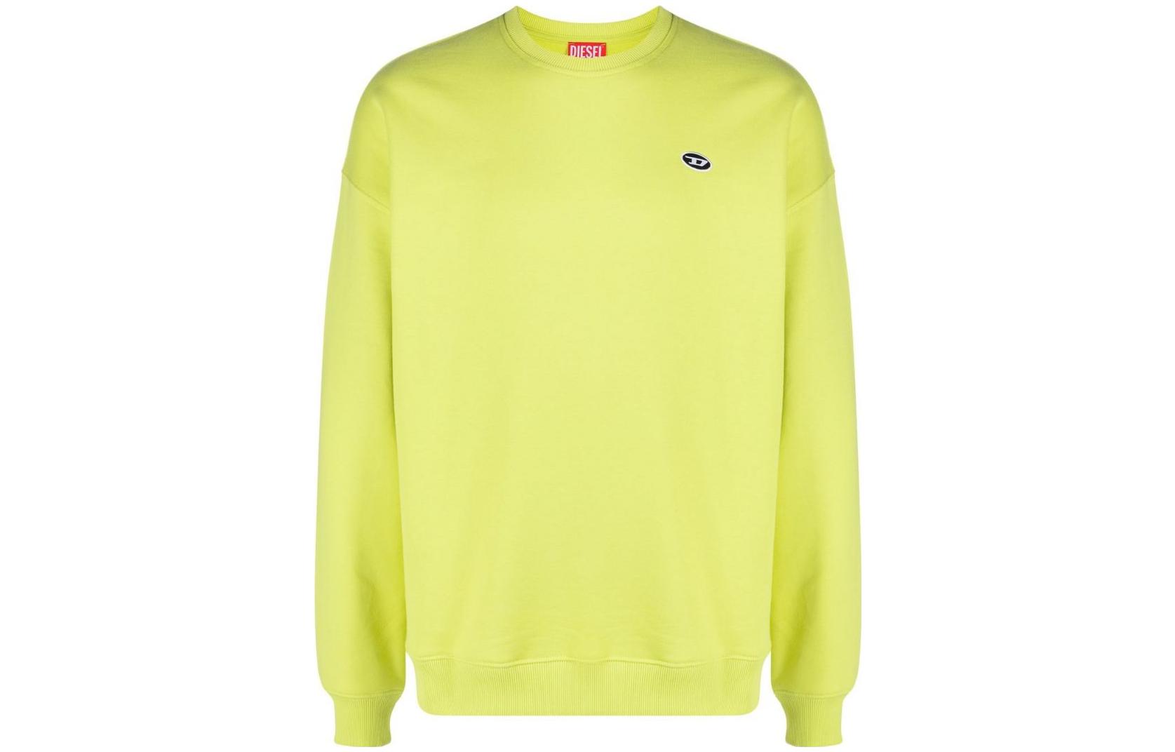 Diesel Loose Fit Yellow Crewneck Logo Embroidered Sweatshirt A037850BKAF5BV