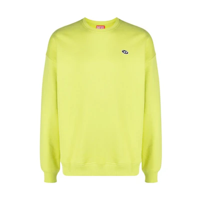 Diesel Loose Fit Yellow Crewneck Logo Embroidered Sweatshirt A037850BKAF5BV