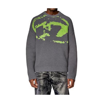 DIESEL Men’s Color-Block Pullover Crewneck Sweater Gray Long Sleeve. A131710KIAS-9BX